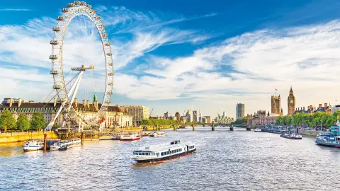 Das London Eye mit Fährschiff-placeholder