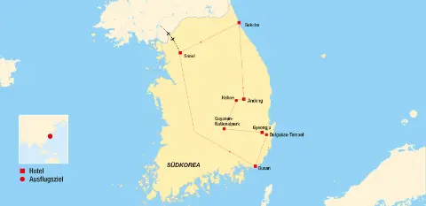 Reiseverlauf der Reise in Südkorea mit trendtours-placeholder